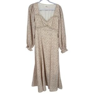 In Loom Dress Women Large Ditsy Floral Long Sleeve Prairie Cottagecore Boho Maxi